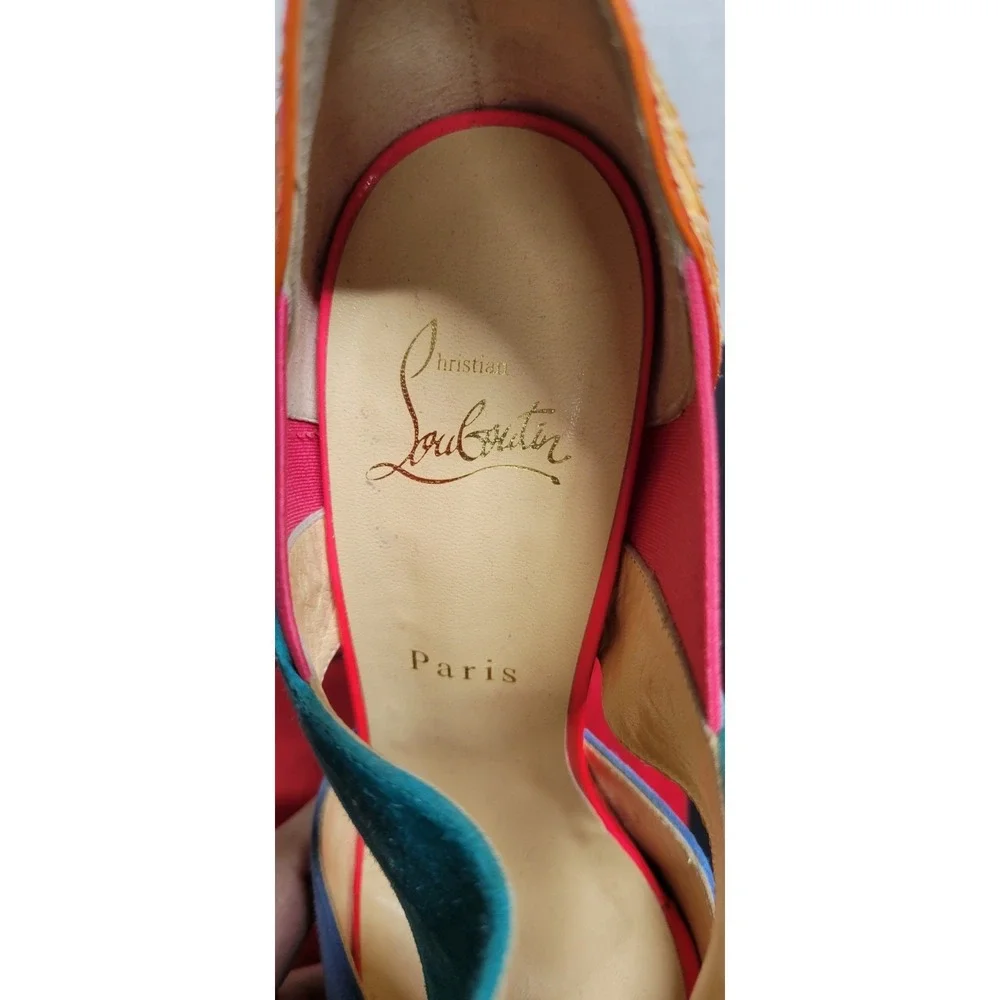 Multicolored Christian Louboutin  Pitou Python And Suede Platform Sandals Sz 39